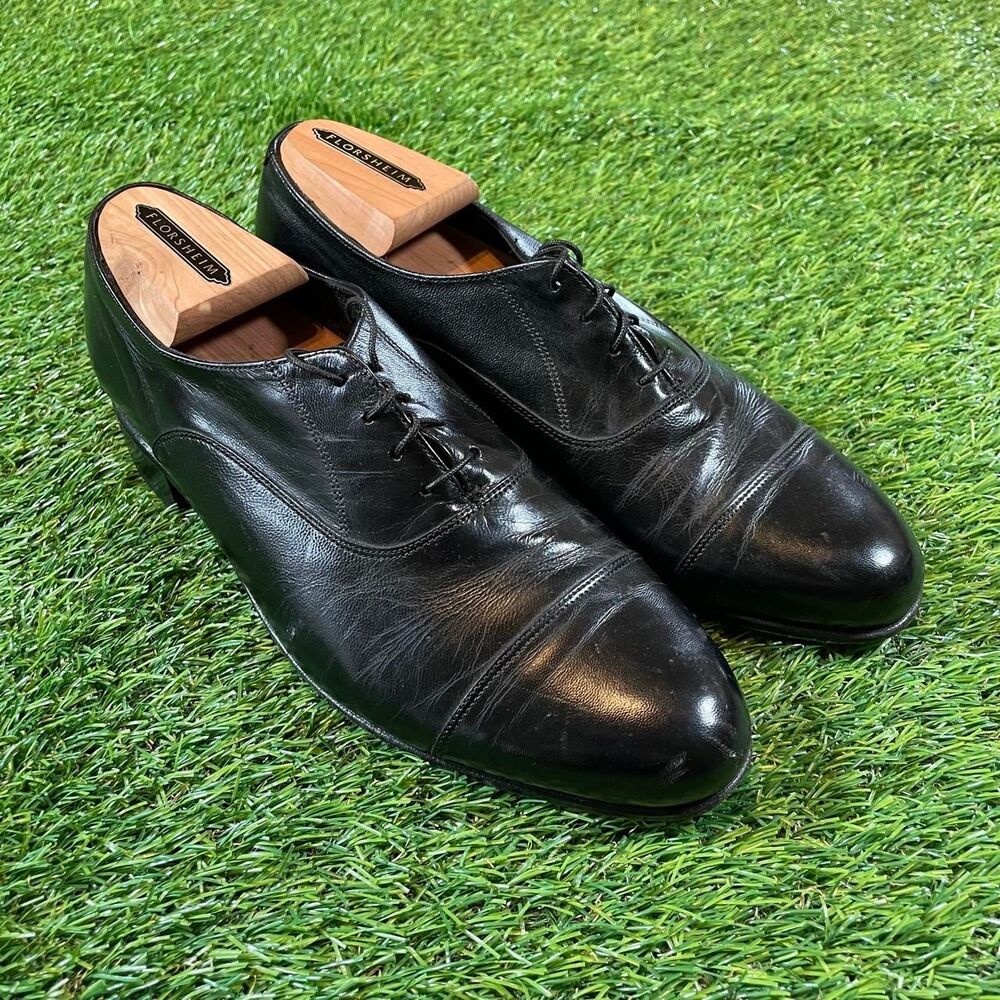 Florence Black Real Leather Oxford Shoes Men's Size 8